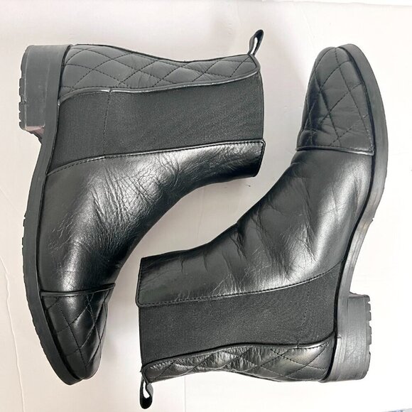 Fabianelli Black Leather Quilted Stretch Chelsea Ankle Boot Sz 37 - Picture 5 of 13